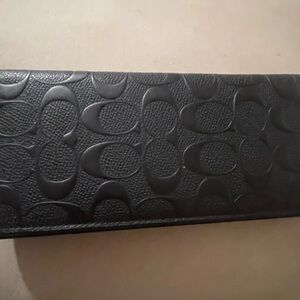 Black Embossed Coach checkbook Wallet